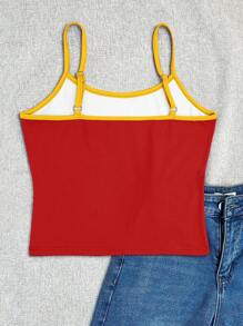 INAWLY 3 Piezas Top tipo camiseta de tirantes de verano con gráfico de bandera de Brasil, Italia y España, en bloques de color con adorno de contraste, estilo Y2K