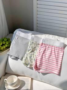 Comfortcana Quần short nữ cạp chun thiết kế nút đơn giản đa năng - Nhiều màu - Xem 4