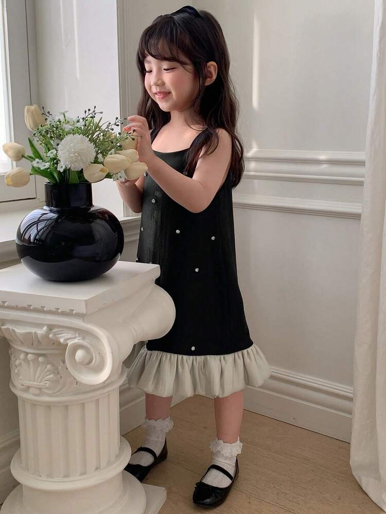 Girls Pearl Embellished Sleeveless Dress, Summer