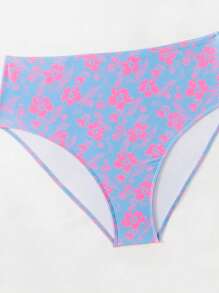 SHEIN Swim Curve 1 Set Women's Plus Size Random Print Casual Swimsuit - Black and White - View 5