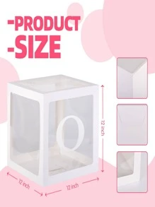 SHEIN 1 套带字母的淋浴盒，用于显示性别的透明淋浴装饰块盒，透明气球盒背景淋浴和生日派对