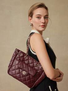 MOTF PREMIUM 索环孔眼 PU 皮革单肩包 - 酒紅色 - 查看 2