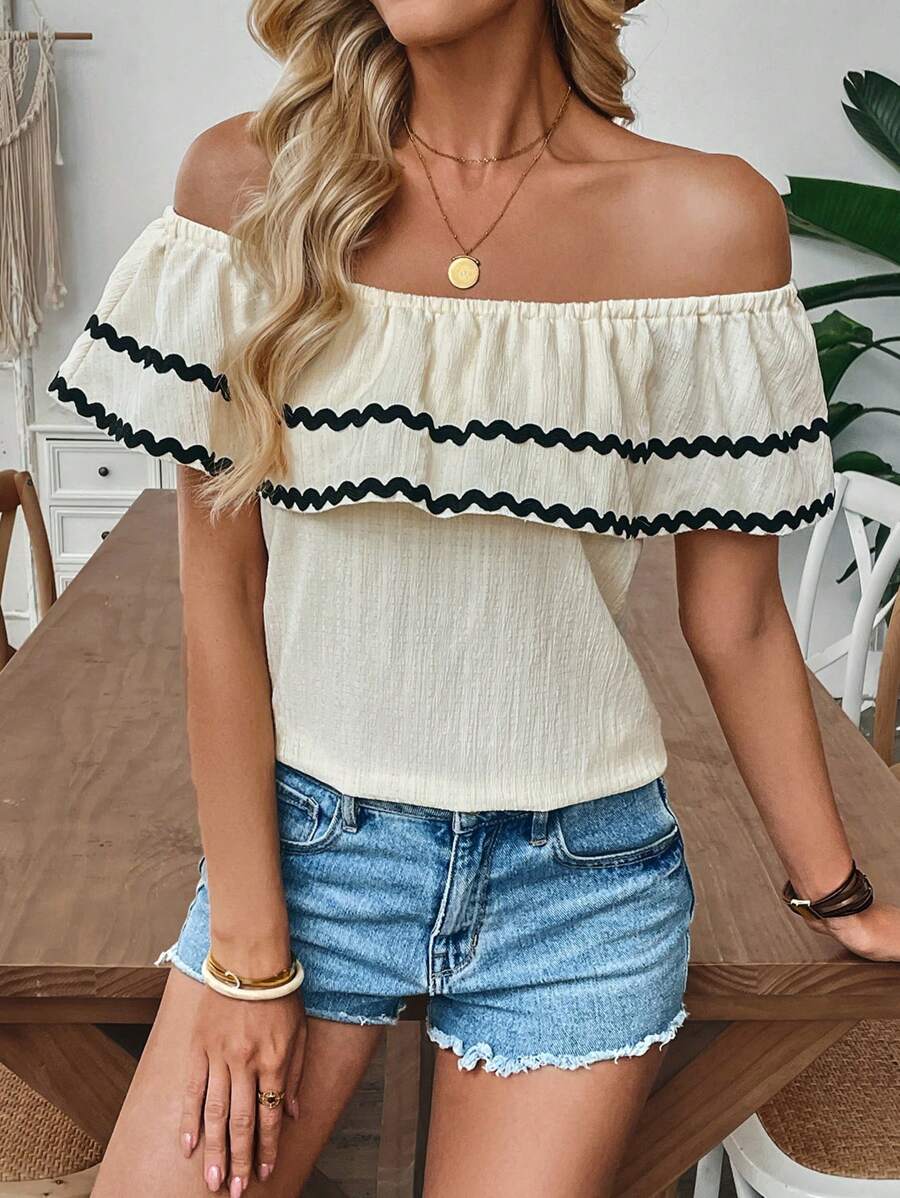 Breezaya 女士露肩休闲衬衫，简约时尚设计，适合夏季