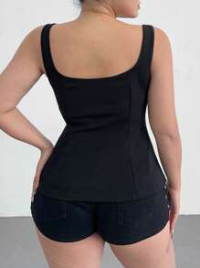 Flirla Camisole à col volant avec attache style gothique sombre grande taille
