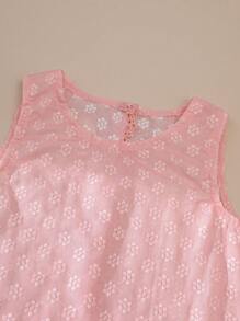 SHEIN French Sweet Style Girls Set, Pink Embroidered Blouse With Asymmetric Back And Ruffled Shorts, Cute & Fashionable For Spring/Summer - Pink - View 5