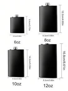 1pc Black Stainless Steel Hip Flask For Outdoor Camping Portable Liquor Bottle - Black - View 4