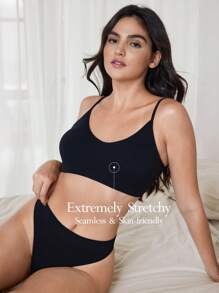 Ocili Leisure Seamless Solid Color Textured Women Camisole Bra And Thong Lingerie Set - Black - View 1