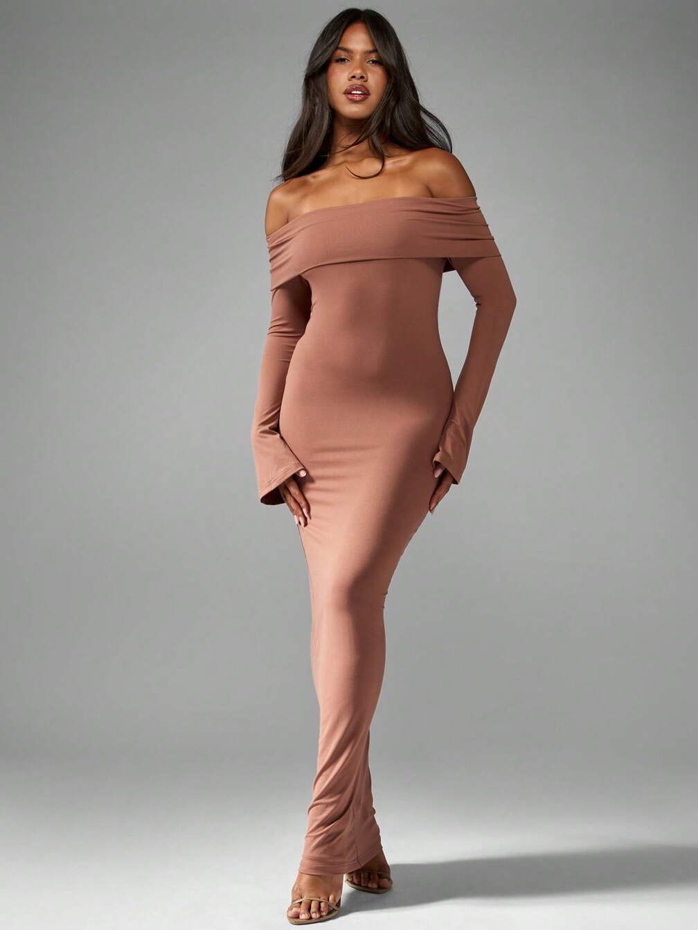 off the shoulder dress missguided MISSGUIDED Elegant Off Shoulder Bardot Fishtail Maxi Dress｜MISSGUIDED