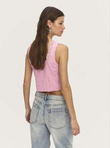 SHEIN Unity Pink Sleeveless Tank Top With A Halter Neck And Bow Detail, Offering A Playful And Feminine Touch To Summer Casual Outfits. - Pink - View 2