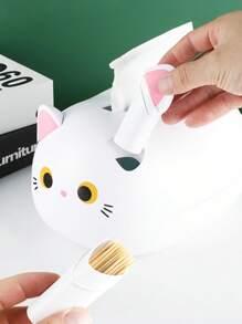 SHEIN Caja para toallas de papel, soporte de primavera, multiusos para dormitorio, mesilla de noche, sala de estar, muy atractivo diseño de dibujos animados, bonito palillo de dientes, cajón de papel