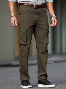 Manfinity Homme Quần Jeans Ống Thẳng Rộng Túi Hộp Cho Nam - xanh quân đội - Xem 7