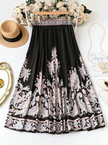 SHEIN LUNE Gonna casual ed elegante da vacanza, stampata, taglie comode