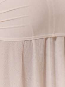 MUSERA Elegant Boho Romantic Halterneck Extreme Plunge Front Cowl Neck Wrap Drape Front Loose Fit Maxi Dress For Spring Summer Vacation Holiday Beachwear Ibiza,Summer Dresses For Women Beach Night Out Wedding Guest, Elegant, Date Night, , Halloween, Fall, Winter Party  Chic - Cream - View 6