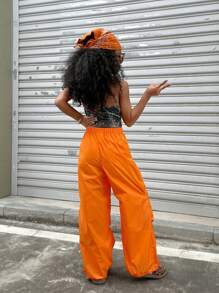 Coolane Kids Tween Girl 春夏街头装运动橙色降落伞裤 - 橘色 - 查看 2