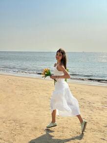 Jouncy White Camisole Elegant Style, Sweet & Hot , New Summer Collection