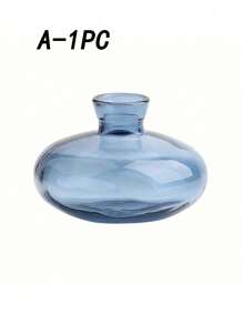 SHEIN 1 Pc Blue Glass Bud Vase, Modern Decorative Small Mini Flowers Vases Short Minimalist Aesthetic Home Decor Vintage Cute Handmade Tiny Wedding Table Centerpieces For Single Flower Rose,Home Decor,Flower Vase,Centerpiece,Table Decor