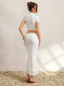 L'Amorae Floral Print Low Waist Fish Tail Skirt For Vacation, Brunch Outfits For Women, Mother's Day