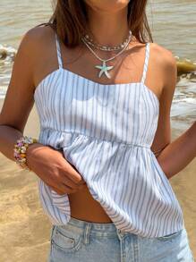 Jouncy New Chic Casual Sweet French-Style Sleeveless Striped Tank Top For Women