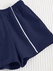 Cozy Pixies 2pcs/Set Baby Boy Color Block Polo Collar Short Sleeve Top And Elastic Waist Shorts Set