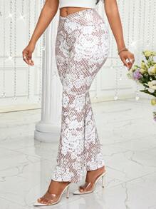 SHEIN Lady Women Solid Color Lace Pants, Fashionable For Summer - White - View 4