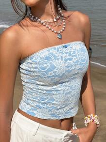 Jouncy Women's Summer Beach Casual Lace Tube Top - Multicolor - View 5