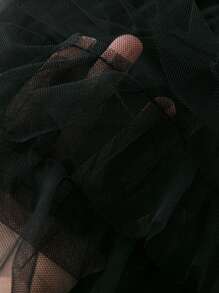 DreamSkyne 优雅浪漫束腰露肩度假网眼连衣裙，大码女式，适合派对、婚礼、夏季 - 黑色 - 查看 7