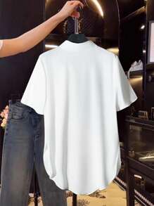 EMERY ROSE PLUS SIZE LUNE Women Ink Print Regular Fit Shirt,Short Sleeve Tops - Multicolor - View 4