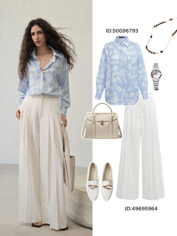 FOLD PLEATED WIDE LEG PANTS,SPRING/SUMMER