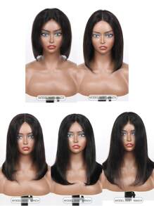 200% Density Glueless Bob Wig Human Hair Pre Cut No Glue 7*6 Lace Closure Bone Straight Wigs For Women Pre Plucked - Natural Black - View 5