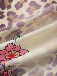 INAWLY Women's Leopard & Floral Print Contrast Lace Camisole - Khaki - View 3