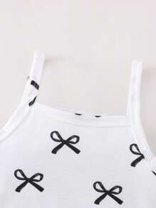 SHEIN Baby Girl/Infant/Toddler (0-3Y) Fashionable Streetwear Sporty Versatile Knit Leopard Print Romper, Suitable For Both Casual Wear And Outdoor - White - View 7