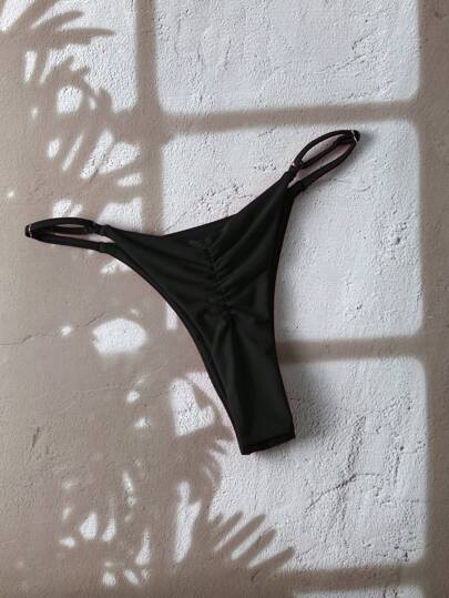 Swim Chiccia 1 Pc Women Summer Plain Color Thong, Minimalist Design Bikini Bottom