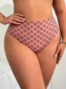 Swim Lushoire Plus Size Women Digital Floral Print Pattern Swim Bottoms For Summer Beach Vacation - Coffee Brown - View 1