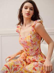 MOTF PREMIUM BLUZĂ CU VOLANE CU IMPRIMIE FLORALĂ - Multicolor - Vizualizare 4