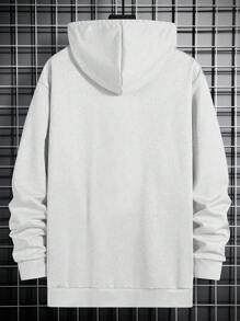 Manfinity EMRG Sudadera holgada para hombre con estampado de letras en inglés, bolsillo canguro y cordón