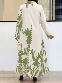 Calvaya Plus Size Women Casual Floral Print Loose Shirt Dress, Spring/Autumn Maxi Women Outfit Fall Cloth For Women