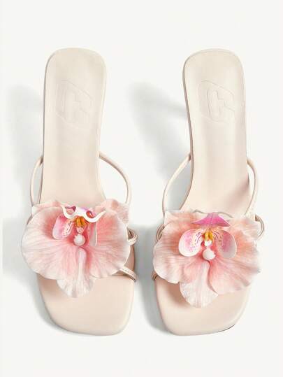 CUCCOO CHICEST Women's Red High Heel Floral 3D Design Sandals