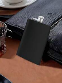 1pc Black Stainless Steel Hip Flask For Outdoor Camping Portable Liquor Bottle - Black - View 7