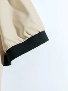 Franclia Camicia elegante da donna in stile francese con colletto asimmetrico, bordatura a contrasto, maniche corte e cintura decorativa con fibbia