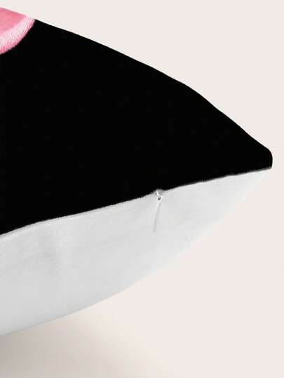 Kawaii 1pc Pink 3D Bow Print Pillow Cover, No Pillow Insert, Flannel Printed Square Cushion Cover, Suitable For Living Room, Bedroom, Home Decoration, Sofa Pillow, Car Pillow, All Season