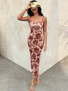 Breezaya 复古风格女式数码花卉印花长裙 - 彩色 - 查看 7