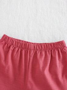 Cozy Pixies Baby Girl Strawberry Pattern Camisole Top And Solid Color Elastic Waist Shorts 2 Pieces Set