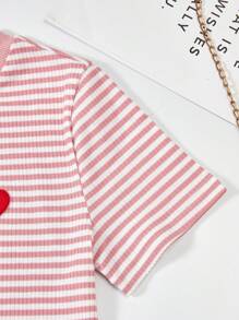 SHEIN Explorewe Girls Casual Striped Knit Heart Fitted Dress