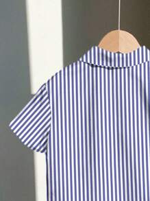 男童休闲宽松舒适短袖衬衫，适合春夏季 - 彩色 - 查看 4
