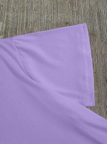 女士口号印花休闲宽松圆领短袖 T 恤