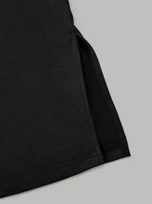 SHEIN ChillGRL 2 件套少女休闲优雅黑白针织中长连衣裙 + 宽松网眼罩衫套装，通勤和校园时尚，甜美朋克女孩街头风格 - 黑與白 - 查看 10