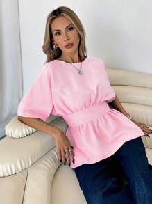 Siren Gaze 女士条纹扭纹后背短袖休闲衬衫