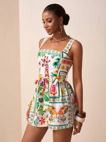 Zivah New Spring/Summer Vacation Bohemian Tie Up Printed Playsuit - Multicolor - View 7