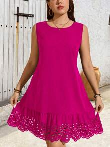 SHEIN LUNE Abito a stampa da donna con scollo rotondo e senza maniche, taglie comode