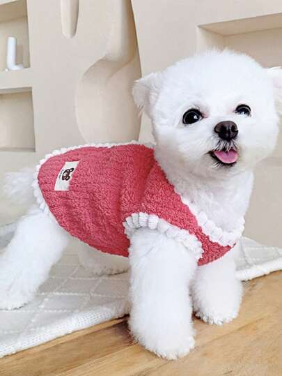 Soft Plush Contrast Color Trim Pet Vest